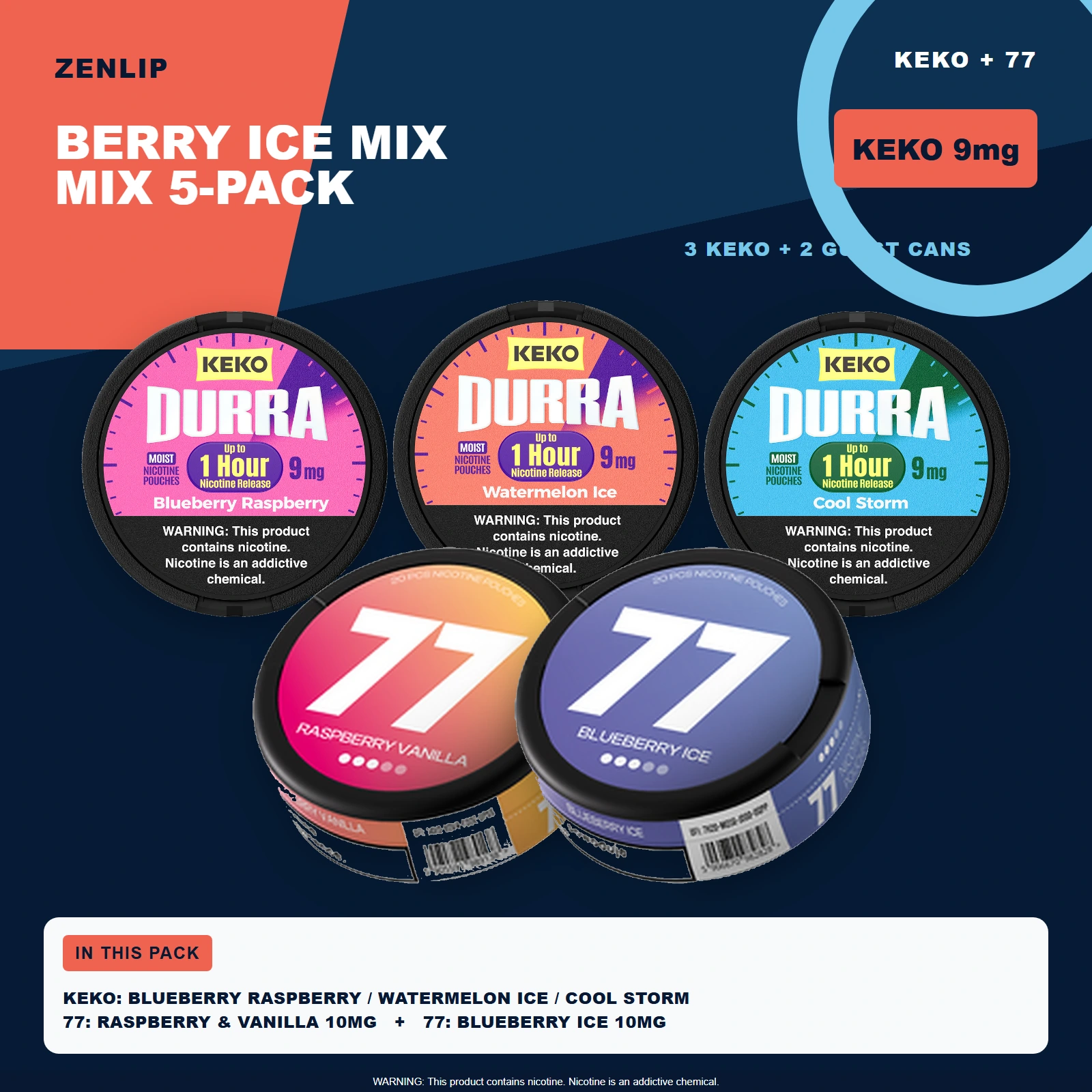 KEKO + 77 Berry Ice Mix 5-Pack with KEKO 9mg