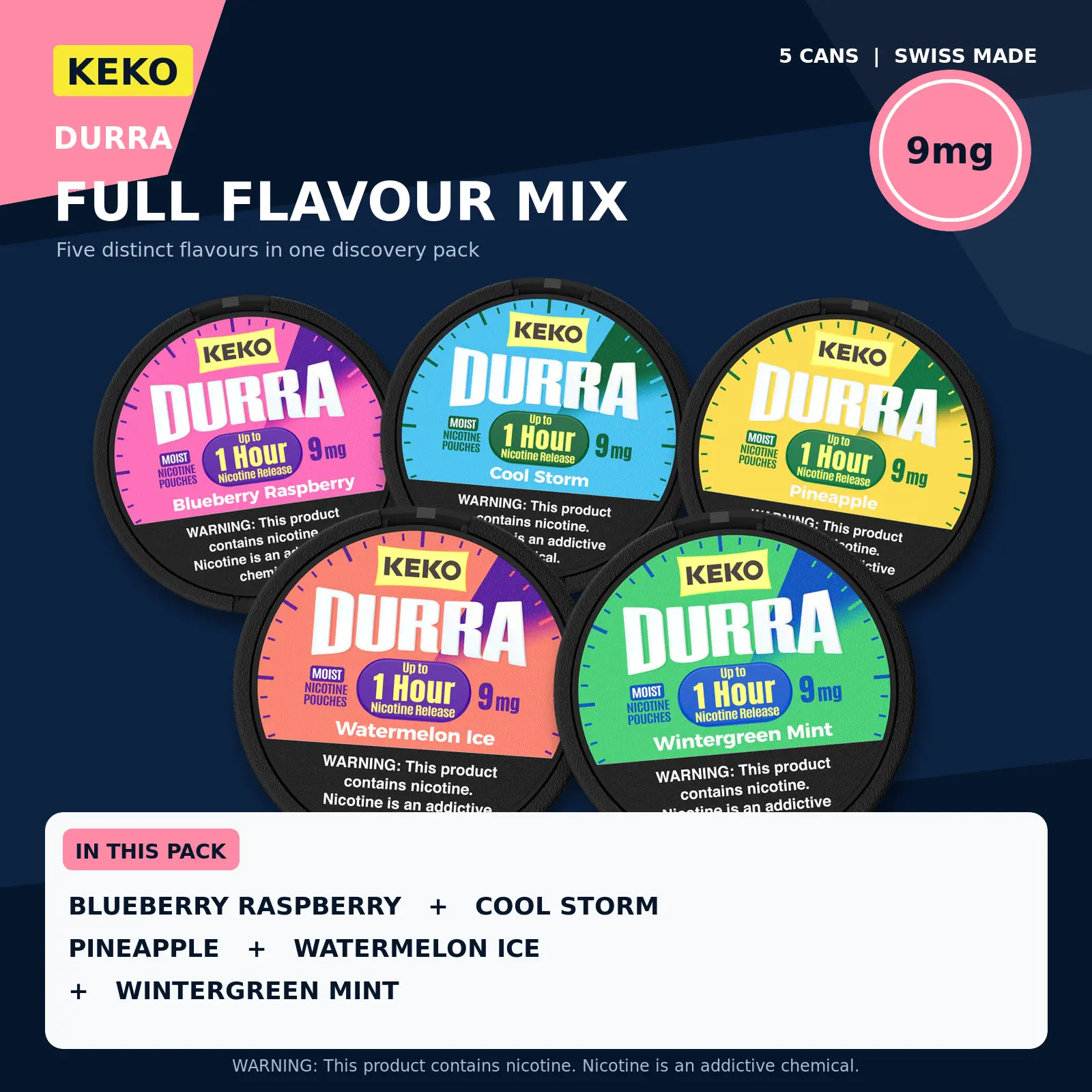 KEKO DURRA Full Flavour Mix 5-Pack with flavours in 9mg