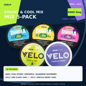 KEKO + VELO Bright & Cool Mix 5-Pack with KEKO 6mg