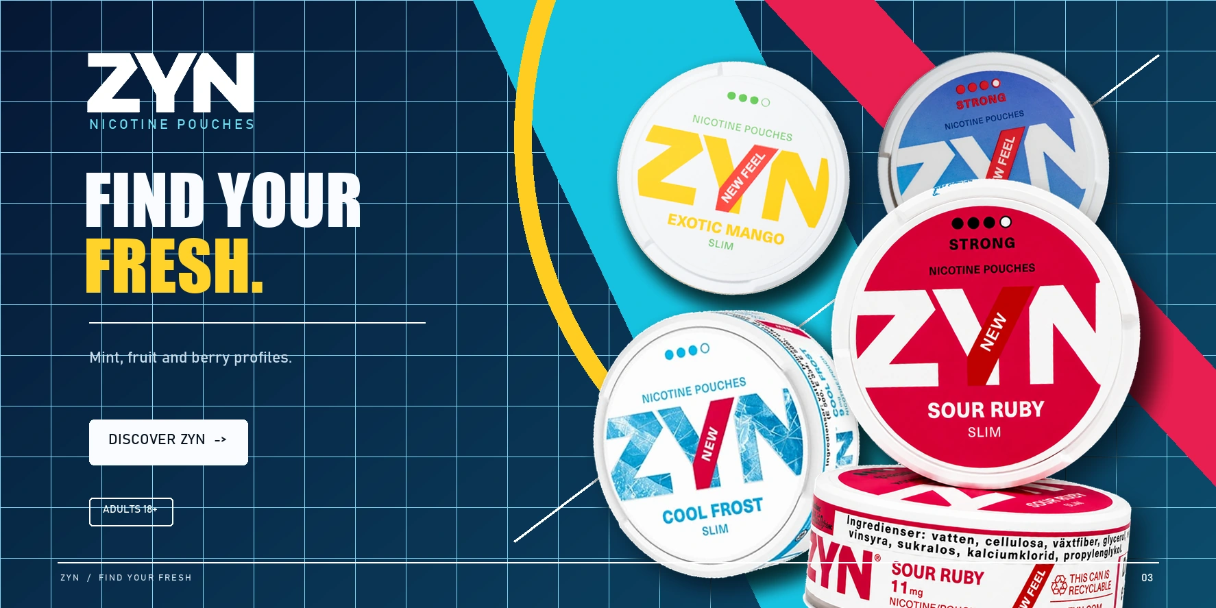 ZYN nicotine pouches in four flavour profiles